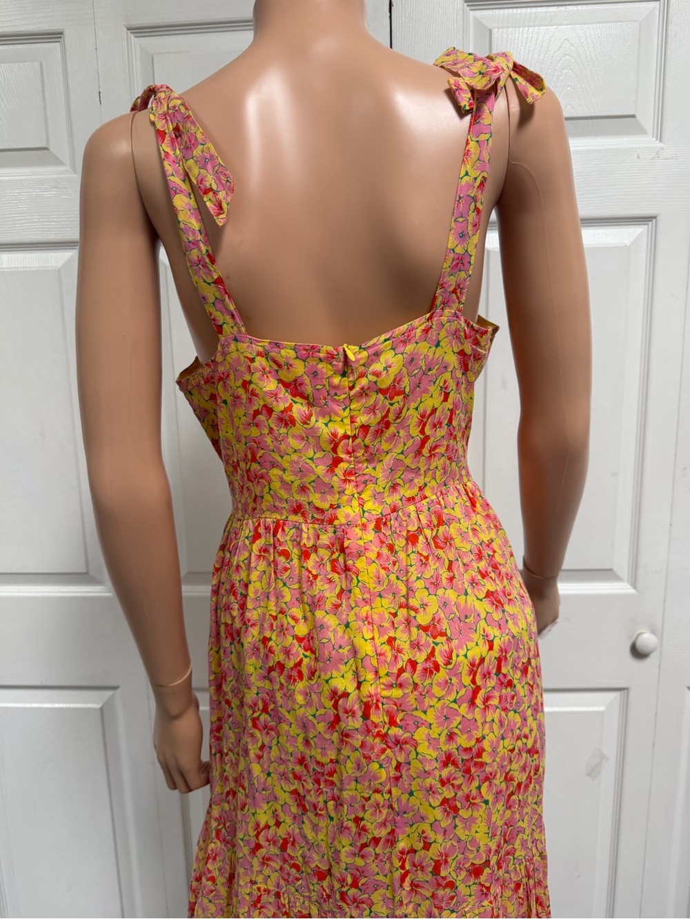 Banjanan Pink and Yellow Floral Tie-Front Maxi Dress Women’s Size Small - Picture 5 of 15